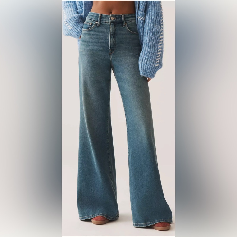 Good American Palazzo Blue Jeans